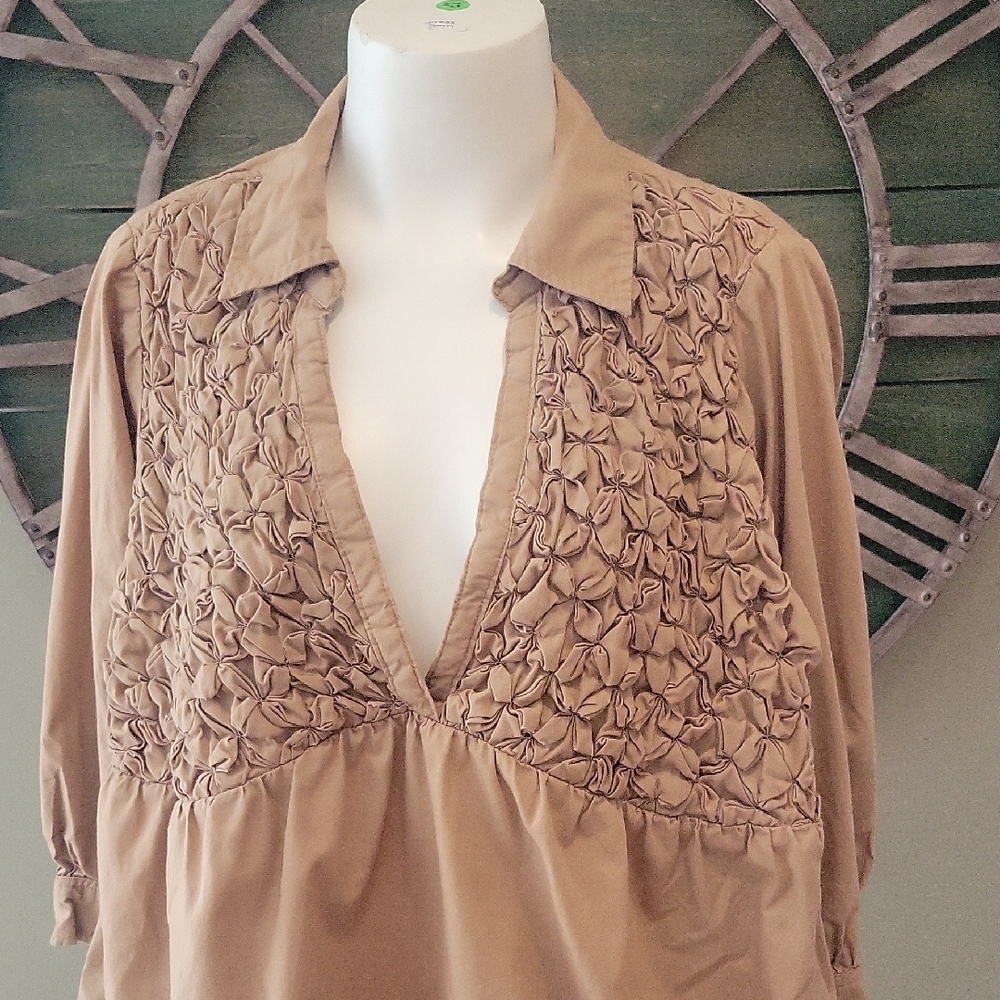 Maeve By Anthropologie Smocked Babydoll Top - Picture 3 of 16